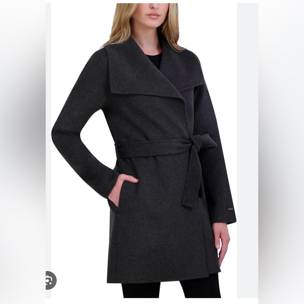 Tahari Women's Peacoat Wool Blend Lapel Collar Trench Coat Size XLARGE